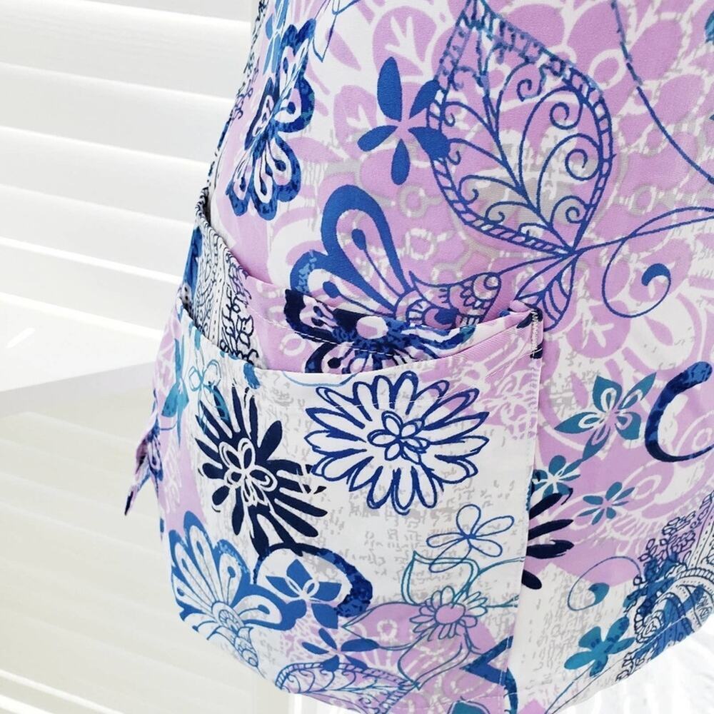 BUTTERSOFT MEDICAL FLORAL BLUE & PINK SCRUB TOP - Picture 6 of 6